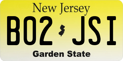 NJ license plate B02JSI