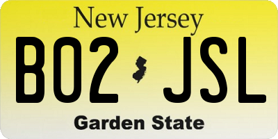 NJ license plate B02JSL