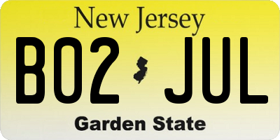 NJ license plate B02JUL