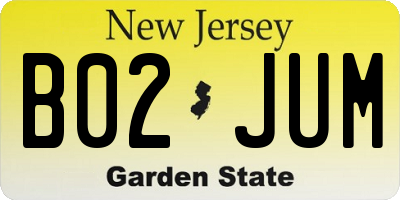 NJ license plate B02JUM