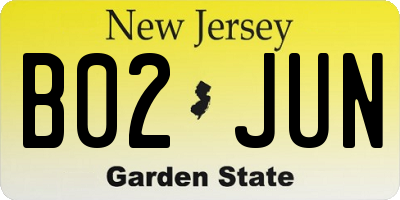 NJ license plate B02JUN
