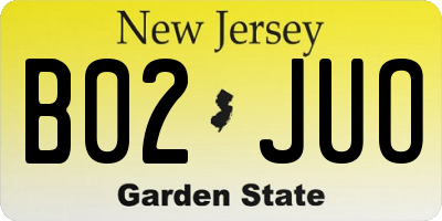 NJ license plate B02JUO