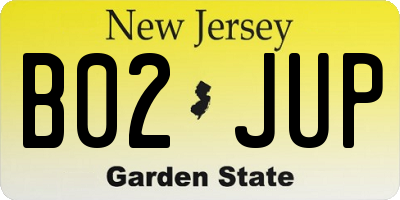 NJ license plate B02JUP