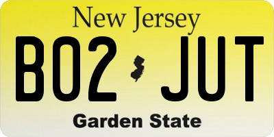 NJ license plate B02JUT