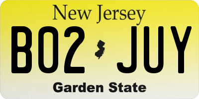 NJ license plate B02JUY