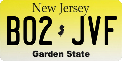 NJ license plate B02JVF