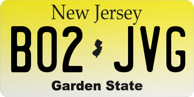 NJ license plate B02JVG