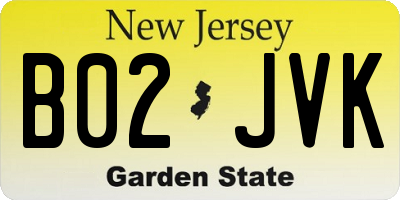 NJ license plate B02JVK