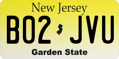 NJ license plate B02JVU