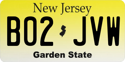 NJ license plate B02JVW