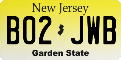 NJ license plate B02JWB