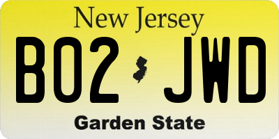 NJ license plate B02JWD