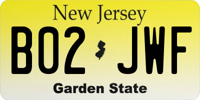 NJ license plate B02JWF