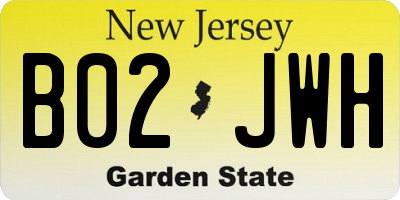 NJ license plate B02JWH
