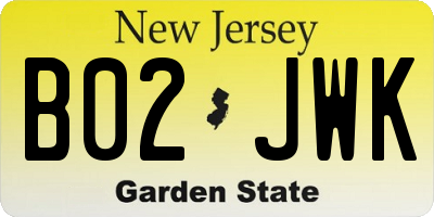 NJ license plate B02JWK