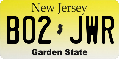 NJ license plate B02JWR