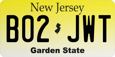 NJ license plate B02JWT