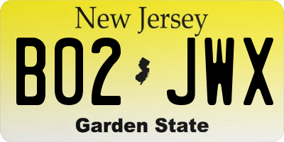 NJ license plate B02JWX