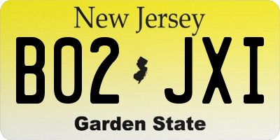 NJ license plate B02JXI