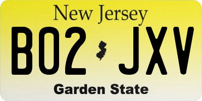 NJ license plate B02JXV