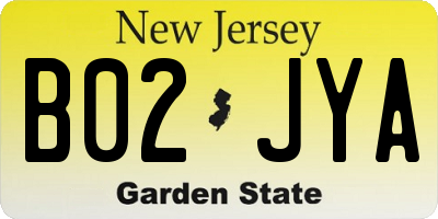 NJ license plate B02JYA