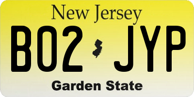 NJ license plate B02JYP