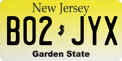 NJ license plate B02JYX