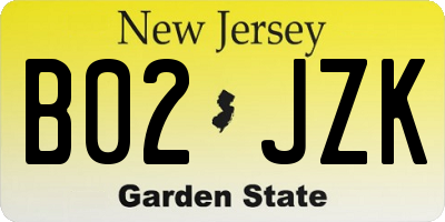 NJ license plate B02JZK
