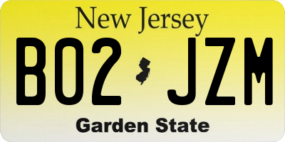NJ license plate B02JZM