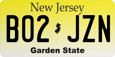 NJ license plate B02JZN