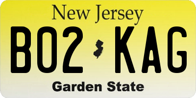NJ license plate B02KAG