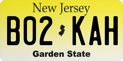 NJ license plate B02KAH