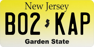NJ license plate B02KAP