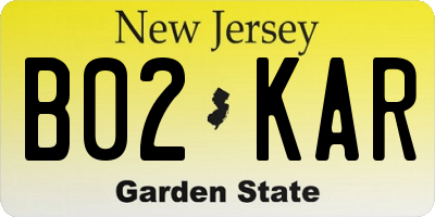 NJ license plate B02KAR