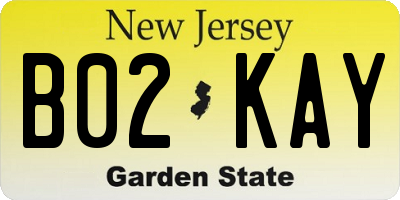 NJ license plate B02KAY