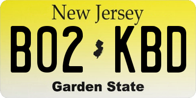 NJ license plate B02KBD