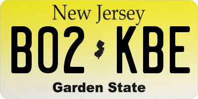 NJ license plate B02KBE