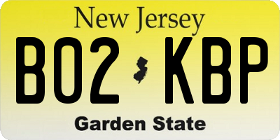 NJ license plate B02KBP