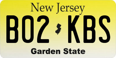 NJ license plate B02KBS