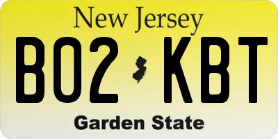 NJ license plate B02KBT