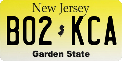 NJ license plate B02KCA