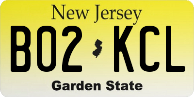 NJ license plate B02KCL