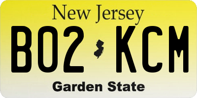 NJ license plate B02KCM