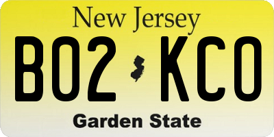 NJ license plate B02KCO