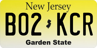 NJ license plate B02KCR