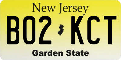 NJ license plate B02KCT
