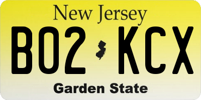 NJ license plate B02KCX