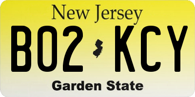 NJ license plate B02KCY