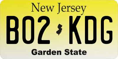 NJ license plate B02KDG
