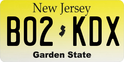 NJ license plate B02KDX
